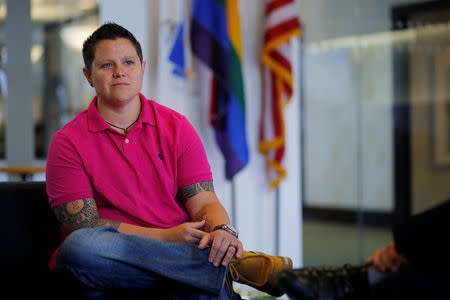 Graduate student and U.S. Army veteran Tara Barney speaks to Reuters at William James College of Psychology, the first in the nation to run a program focusing specifically on training military veterans to treat the mental health problems of their fellow soldiers and veterans, in Newton, Massachusetts, U.S., May 16, 2017. REUTERS/Brian Snyder