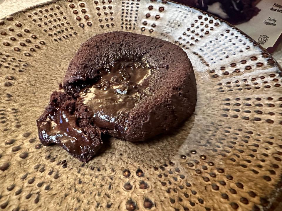 A Trader Joe's chocolate lava cake on a plate
