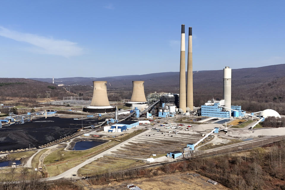 This is the Conemaugh Generating Station in New Florence, Pa., Wednesday, March 13, 2024. Pennsylvania Gov. Josh Shapiro unveiled a plan to fight climate change Wednesday, saying he will back legislation to make power owners in Pennysylvania pay for their planet-warming greenhouse gas emissions and require utilities in the nation's third-largest power-producer to buy more electricity from renewable sources. (AP Photo/Gene J. Puskar)