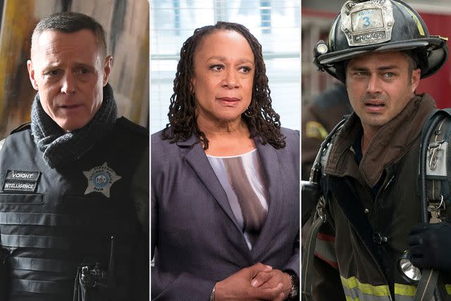 <p>Lori Allen/NBC via Getty; Elizabeth Sisson/NBCU Photo Bank/NBCUniversal via Getty; Elizabeth Morris/NBCU Photo Bank/NBCUniversal via Getty</p> Jason Beghe on Chicago P.D., S. Epatha Merkerson on Chicago Med and Taylor Kinney on Chicago Fire