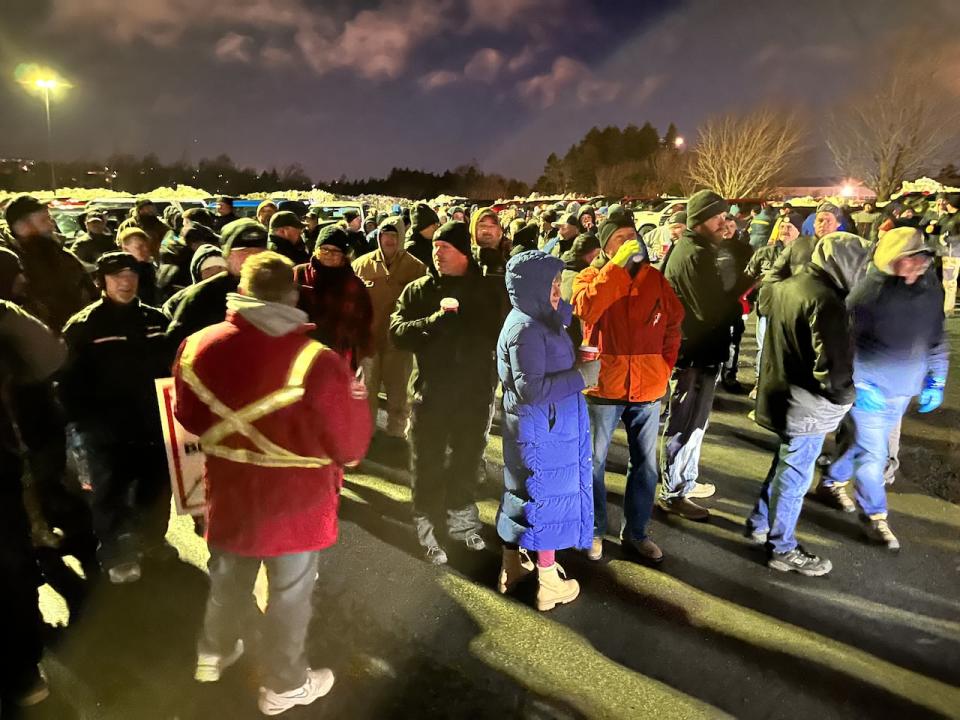 This was the scene outside Confederation Building in St. John's at 6 a.m. Wednesday morning, as fish harvesters and their supporters began to show up to protest outside the home of Newfoundland and Labrador's government on Budget Day.