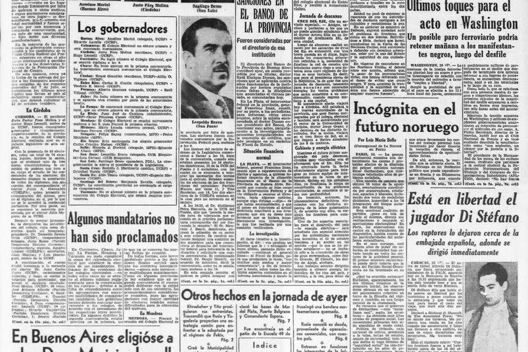 "El futbolista Di Stéfano fue liberado", informaba LA NACION en su tapa del 27 de agosto de 1963