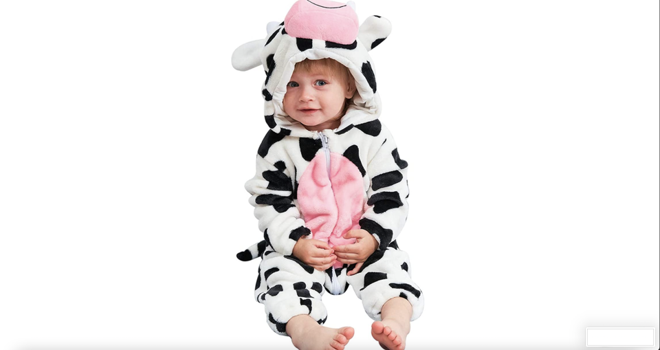 <p><a href="https://www.amazon.com/MICHLEY-Cosplay-Jumpsuit-Pajamas-2-5months/dp/B07WVXK4WG/ref=sr_1_1?crid=LTJWCD1WV1SC&keywords=cow%2Bbaby%2Bcostume&qid=1686676951&sprefix=cow%2Bbaby%2Bcostume%2Caps%2C81&sr=8-1&th=1&psc=1&tag=syn-yahoo-20&ascsubtag=%5Bartid%7C2164.g.37037509%5Bsrc%7Cyahoo-us" rel="nofollow noopener" target="_blank" data-ylk="slk:Shop Now;elm:context_link;itc:0;sec:content-canvas" class="link ">Shop Now</a></p><p>Cow Costume</p><p>amazon.com</p><p>$24.99</p><span class="copyright">Amazon</span>