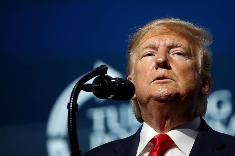 U.S. President Trump delivers remarks at the Palm Beach County Convention Center in West Palm Beach