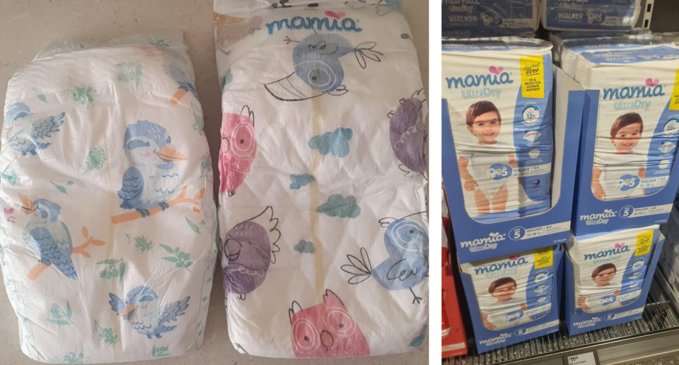 Parents are up in arms about changes made to Aldi's Mamia nappy range. Photo: Facebook/Aldi Mums