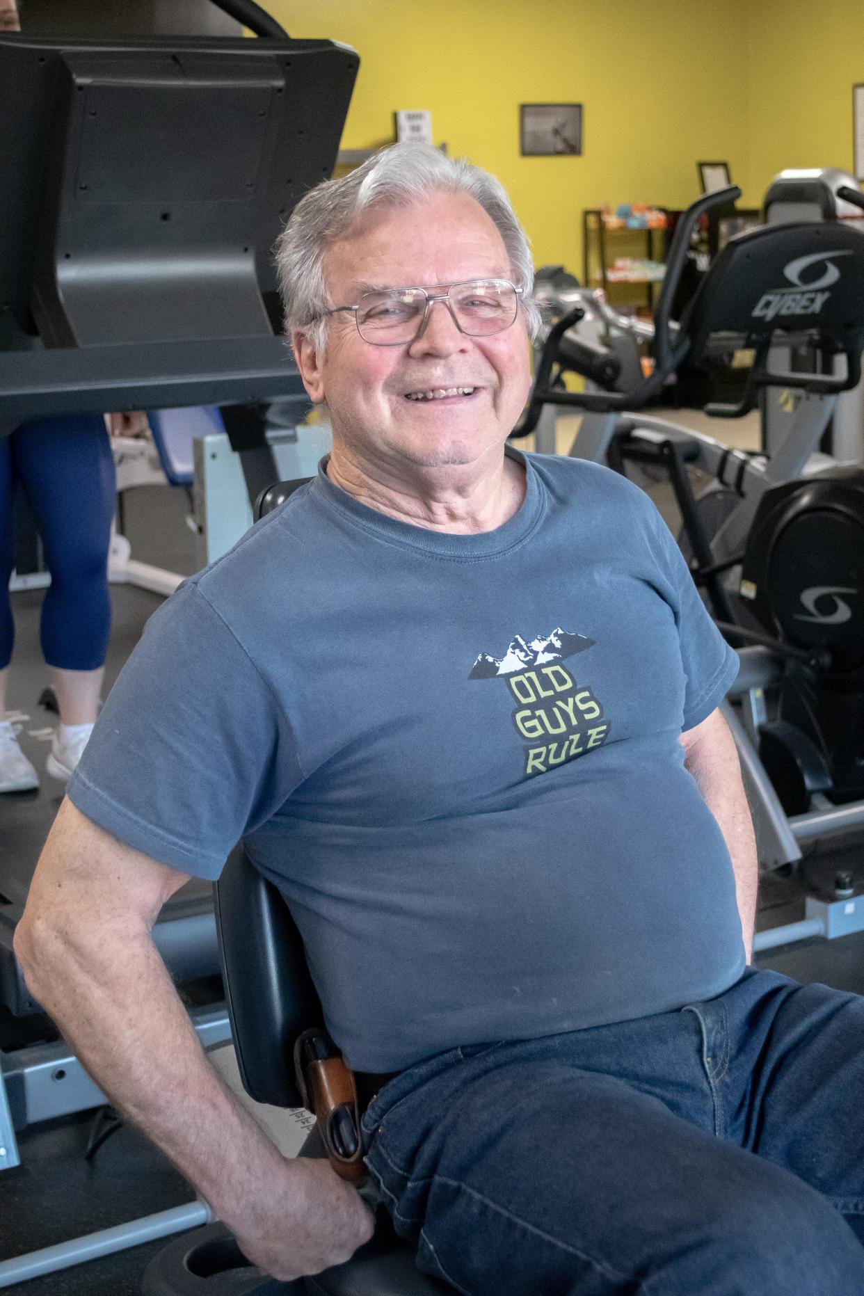 Larry Gibson gets his workout in at Cambridge Fitness. Gibson is a 30-year gymgoer, who works out three times a week. "I like to come in the mornings. It's a good time to come and I keep my 6-foot distance from people," Gibson said.