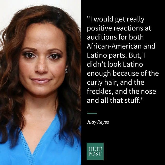 In her interview with <a href="http://www.nbcuniverso.com/watch/shorts/black-and-latino" target="_blank">NBC Universo's "Black and Latino" documentary</a>, the "Devious Maids" star&nbsp;recalled being turned away from Latina roles because of her appearance.<br /><br />"It bothered me, of course it bothered me, because what I look like and what I am, it&nbsp;doesn&rsquo;t change that I&rsquo;m a Latina," <a href="http://www.nbcuniverso.com/watch/shorts/black-and-latino" target="_blank">Reyes said. </a>"And you&rsquo;re telling me that I&rsquo;m too dark?"