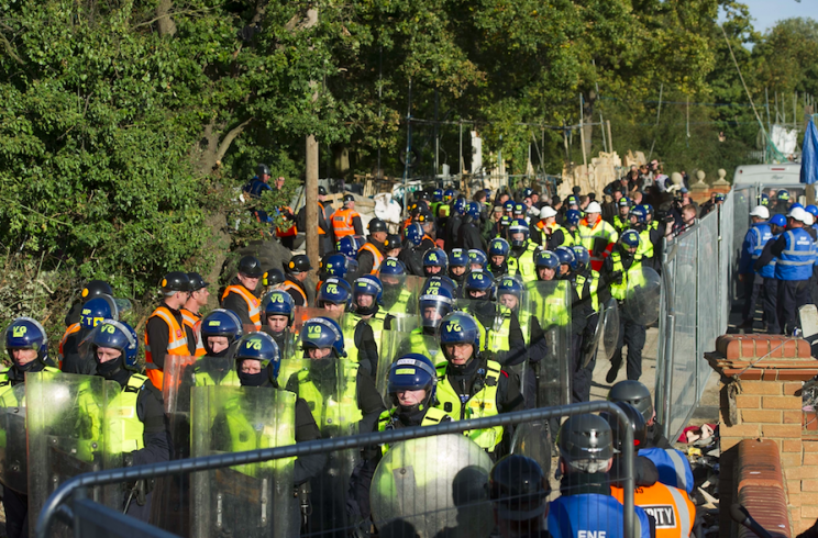 Riot police were on hand when Dale Farm was cleared (Rex)