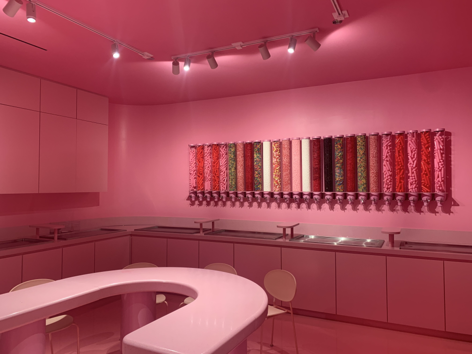 The inside of the Ice Cream Lab is mostly pink, MOIC's signature color.