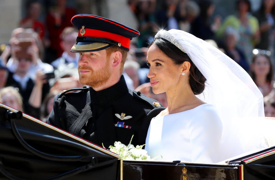 The Duke and Duchess of Sussex as they leave St George's Chapel at Windsor Castle following their wedding. Source: Gareth Fuller/PA Wire