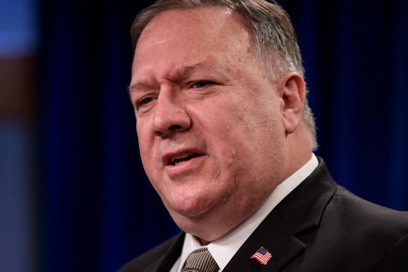 FILE PHOTO: U.S. Secretary of State Mike Pompeo conducts a news conference at the State Department