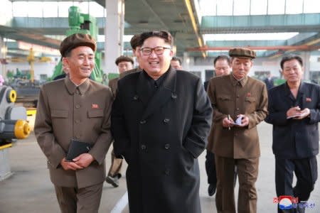 North Korean leader Kim Jong Un visits a factory in this undated picture provided by KCNA in Pyongyang on November 4, 2017. KCNA via Reuters