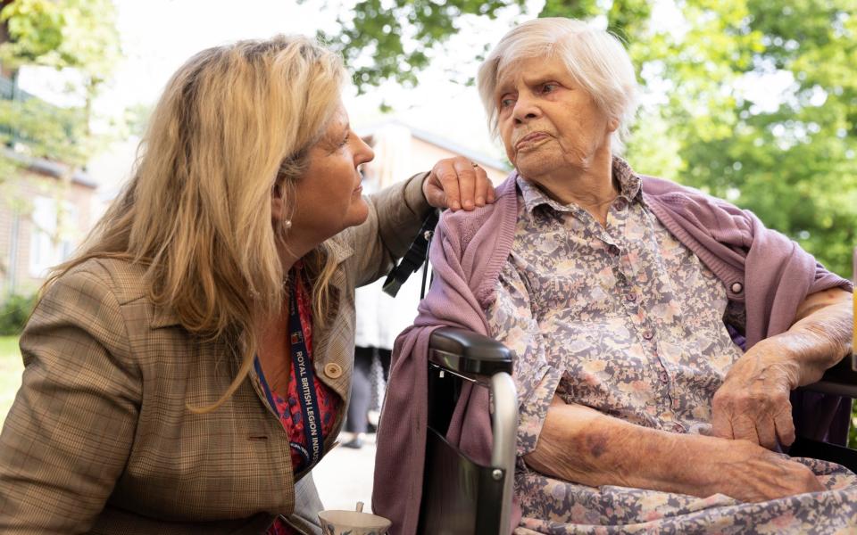 Lisa Farmer, RBLI's chief executive, with a resident of RBLI's care home Bradbury House - RBLI 