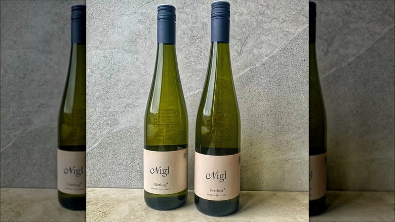 two Austrian white wine bottles