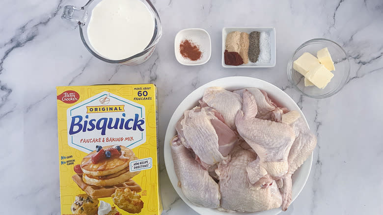 ingredients for baked Bisquick fried chicken