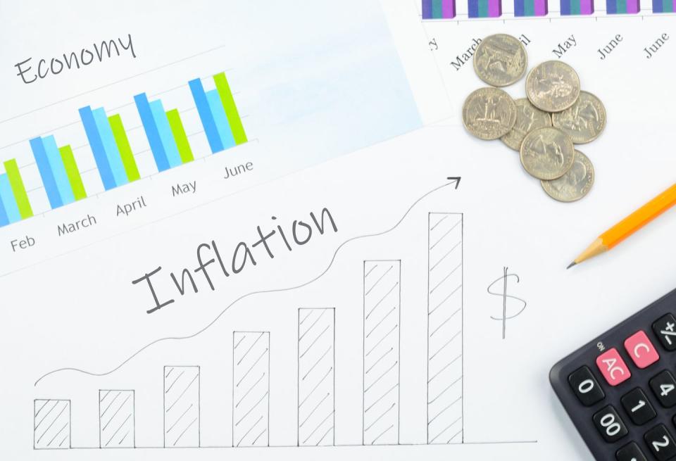 rising inflation data with monthly rising chart