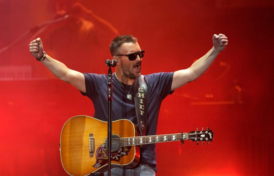 Eric Church changed the lyrics to "Round Here Buzz" to "Never been east of Ames or Iowa City." The crowd loved it.