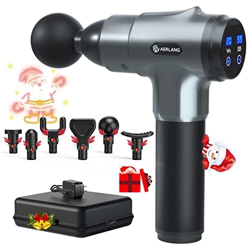 Muscle Massage Gun, Portable Handheld Percussion Massager Gun with 6 Massage Heads,Aerlang Mass…