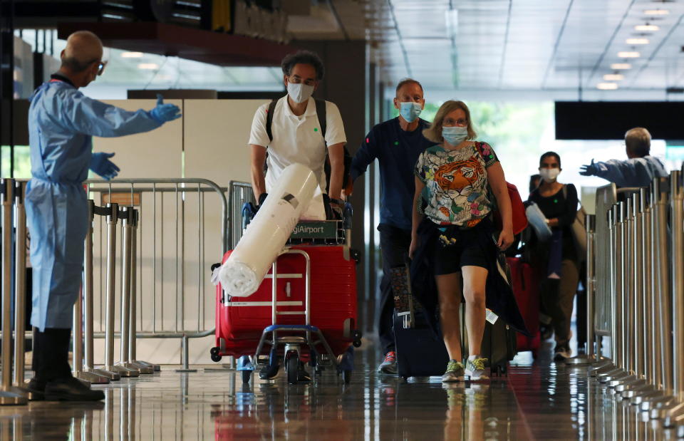 Passengers from Amsterdam arrive at Changi Airport under Singapore’s vaccinated travel lane (VTL) quarantine-free travel scheme.