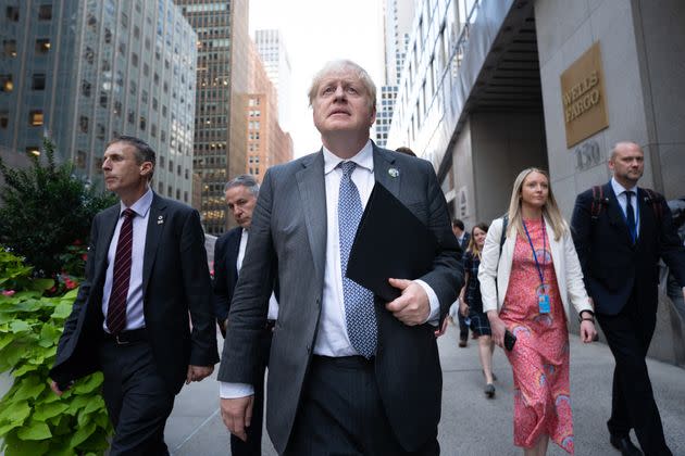 <strong>Boris Johnson walks to a television interview in New York whilst attending the United Nations General Assembly.</strong> (Photo: Stefan RousseauPA)