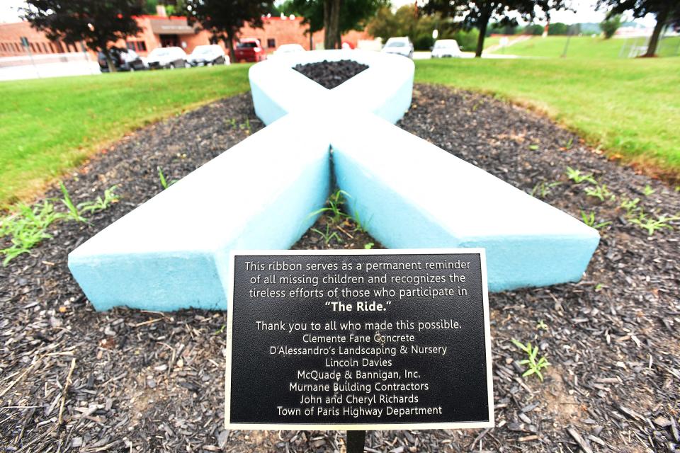 A memorial stands in front of Sauquoit Valley Middle School in Sara Anne Wood's honor. Wood was last seen Aug. 18, 1993, after visiting the Norwich Corners Presbyterian Church.