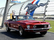 Carroll Shelby at the Mustang's 40th anniversary celebration in a 1968 Shelby GT500 KR.