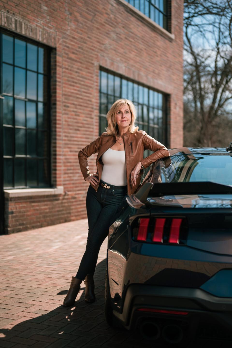 Laurie Transou, chief engineer of the Ford Mustang program, is launching the 2024 edition. She is seen here on March 26, 2023 at Phoenix Mills in Plymouth.