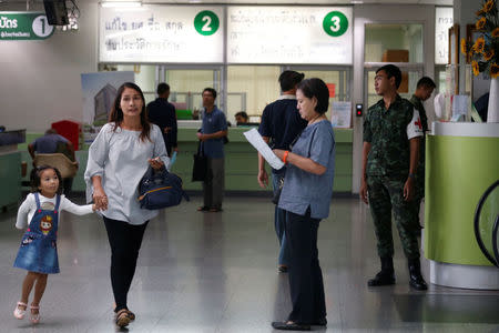 A Thai military personnel stands guard inside the Phramongkutklao Hospital in Bangkok, Thailand, May 23, 2017. REUTERS/Chaiwat Subprasom