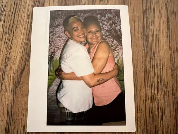 PHOTO: Pam Smart and Bella Gonzalez, who she taught English and became best friends with embrace at Bedford Hills Correctional Facility. (Miles Cohen/ABC News)