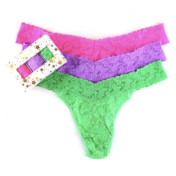 hanky panky Women's Low Rise Thongs Holiday 3-Pack Gift Box