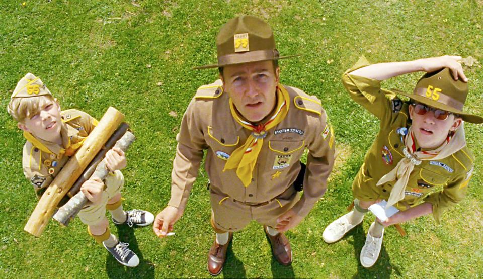 Los Angeles. CA. USA. Edward Norton in the ©Focus Features promo for : Moonrise Kingdom (2012).  Plot: A pair of teenage lovers flee their New England town, which causes a local search party to fan out and find them. Directed by Wes Anderson.  Ref:LMK106-33475-230112 Supplied by LMKMEDIA. Editorial Only. Landmark Media is not the copyright owner of these Film or TV stills but provides a service only for recognised Media outlets. pictures@lmkmedia.com