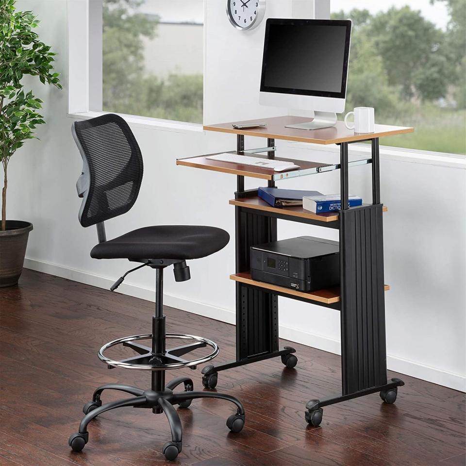 Find this<a href="https://amzn.to/2Wu36Rx" target="_blank" rel="noopener noreferrer"> Safco Products 35- to 49-inch stand-up desk adjustable height work station</a> for $217 at <a href="https://amzn.to/2Wu36Rx" target="_blank" rel="noopener noreferrer">Amazon</a>. <br /><strong>Ratings</strong>: 4.2 stars<br /><strong>Reviews</strong>: More than 150