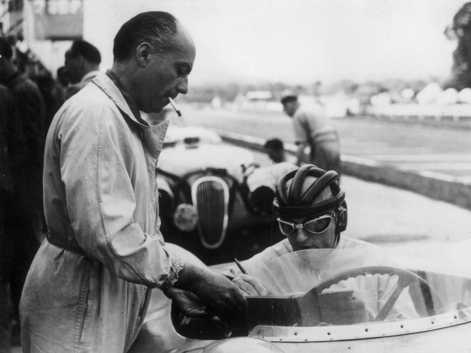 Levegh (left) and Philippe Etancelin at the International nine-hour endurance race at Goodwood in 1952Keystone/Getty