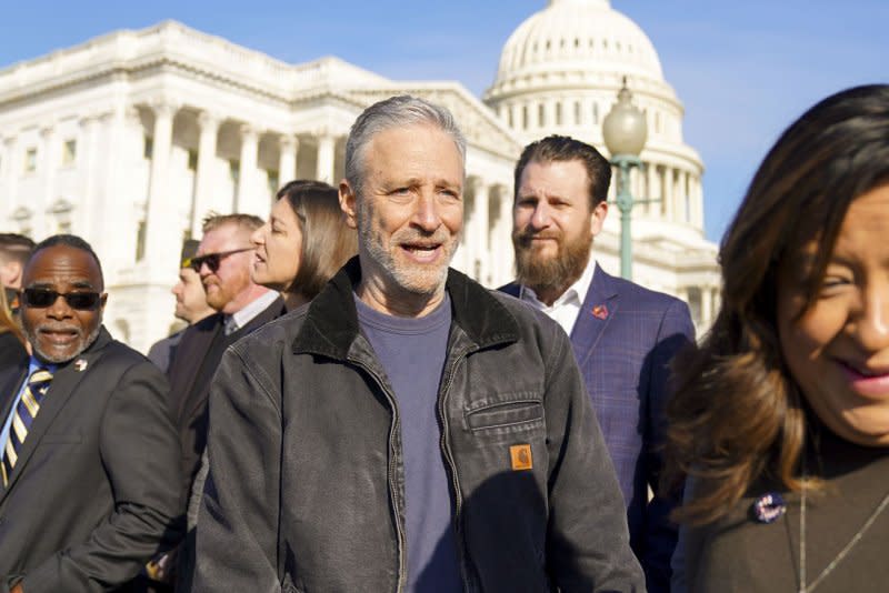 Jon Stewart attends a press event at the U.S. Capitol in Washington in 2022. File Photo by Leigh Vogel/UPI