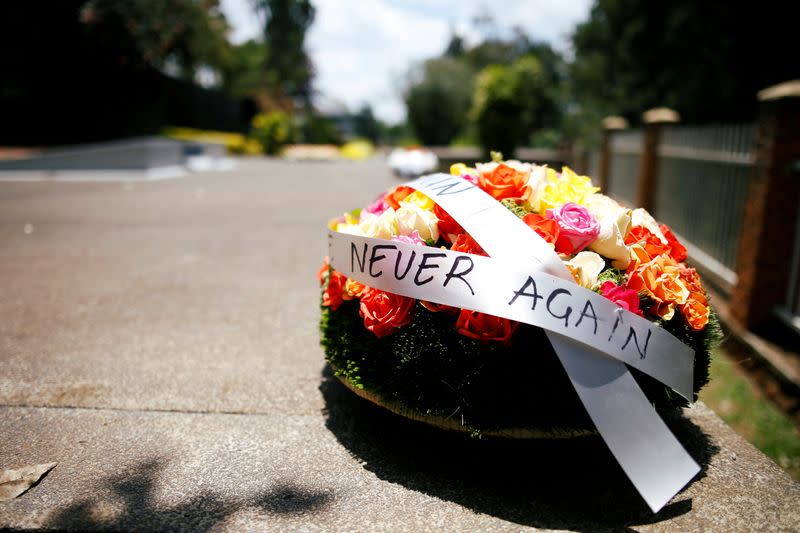 FILE PHOTO: A wreath is seen at the Genocide Memorial in Gisozi in Kigali