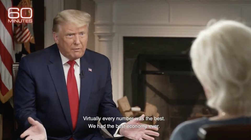 Donald Trump was interviewed by a 60 Minutes journalist before walking out. Source: CBS