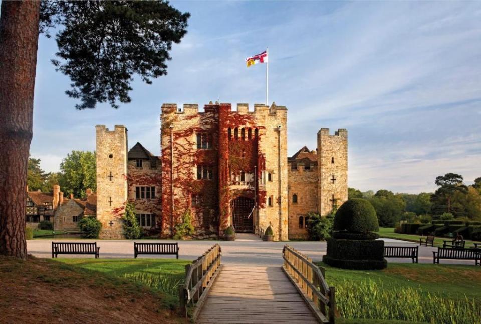 <p>History buffs and romantics looking to escape reality and bury themselves in another world will love a stay at <a href="https://www.goodhousekeepingholidays.com/offers/kent-edenbridge-hever-castle-hotel" rel="nofollow noopener" target="_blank" data-ylk="slk:Hever Castle Hotel;elm:context_link;itc:0;sec:content-canvas" class="link ">Hever Castle Hotel</a> in the medieval market town of Edenbridge.</p><p>Both of the Edwardian wings at Hever Castle Hotel have their own fire-warmed sitting room and cosy seating areas, making each feel private and intimate. They have regal touches too, with four-poster beds and wood-panelled walls.<br><br>Dinner is only served at the castle on certain evenings, but you can stroll to the atmospheric King Henry VIII pub nearby, for its authentic oak beams, fine Kentish ales, and wholesome food.<br></p><p>Guests enjoy out-of-hours access to the grounds too, so you can take a moonlit stroll through the Italian garden or a dawn dip in the lake.<br></p><p><a class="link " href="https://www.goodhousekeepingholidays.com/offers/kent-edenbridge-hever-castle-hotel" rel="nofollow noopener" target="_blank" data-ylk="slk:READ OUR REVIEW;elm:context_link;itc:0;sec:content-canvas">READ OUR REVIEW</a></p>