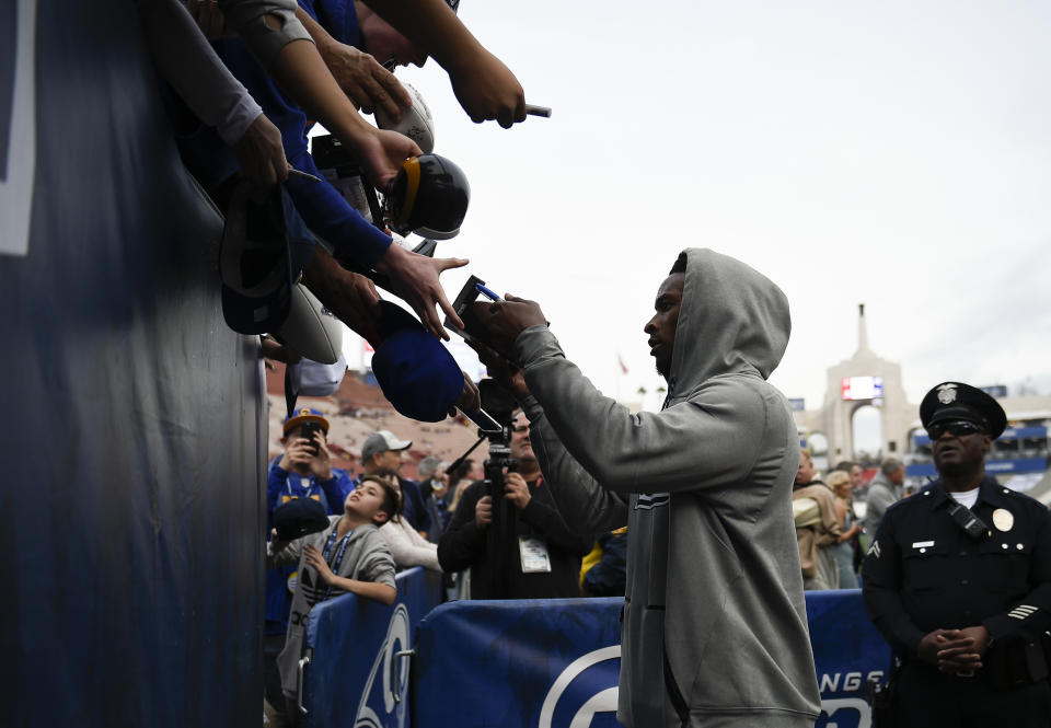 Todd Gurley will gladly cash in his fantasy fame to help his charity of choice. (AP) 