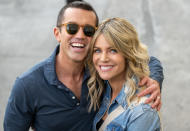 <p>Rob McElhenney and Kaitlin Olson cuddle up outside of the Los Angeles <em>Jimmy Kimmel Live</em> studios on Aug. 9 prior to his guest-hosting gig (and her interview!). </p>