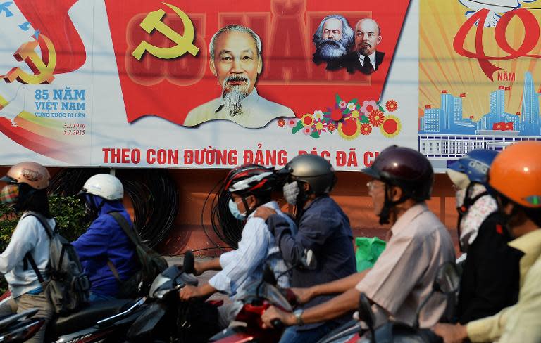 Propaganda billboards in Ho Chi Minh City mark the 40th anniversary of the end of the Vietnam War