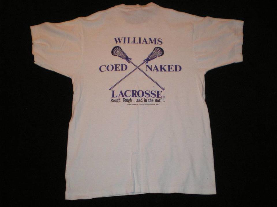 THEN: The ironic tee featured a joke about nudity in the preppiest of sports.