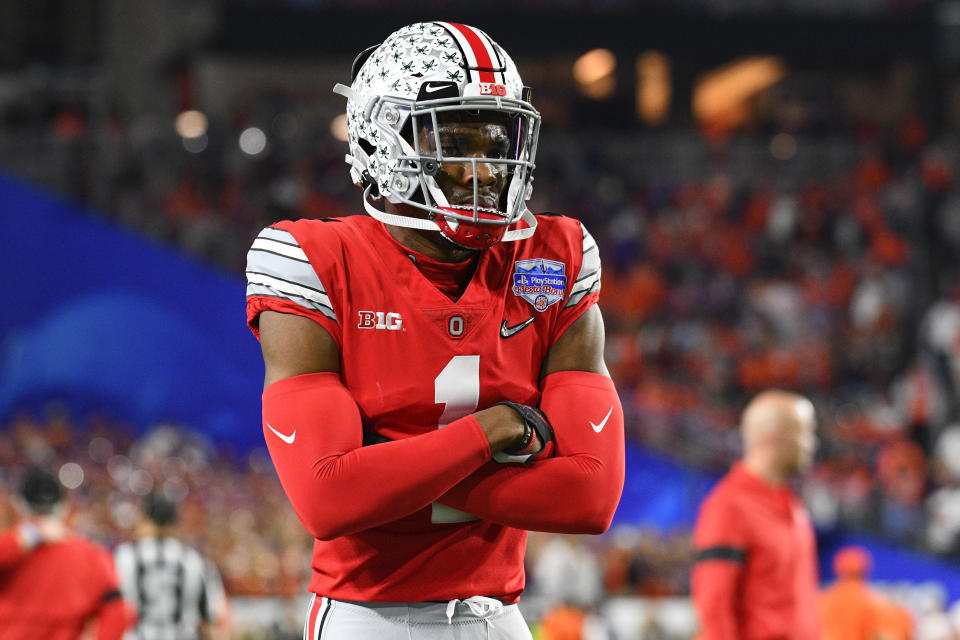 Ohio State CB Jeff Okudah likely will be the highest-drafted defensive back in the 2020 NFL draft. (Photo by Brian Rothmuller/Icon Sportswire via Getty Images)