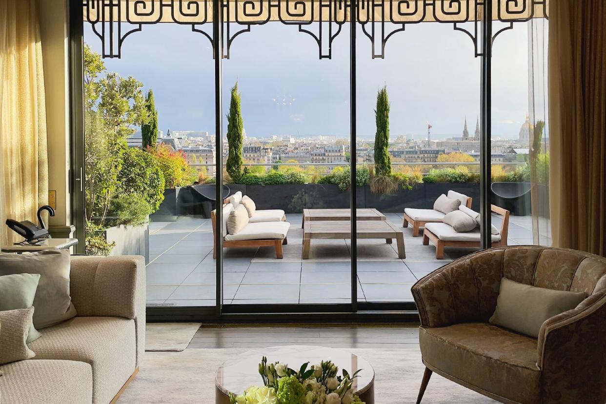 View and terrace from a suite at Le Meurice