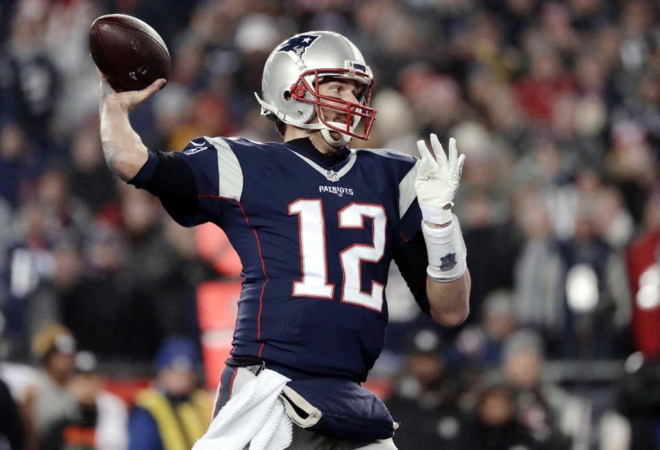 <em>New England Patriots quarterback Tom Brady throws a touchdown pass to wide receiver Julian Edelman during the second half of the AFC championship NFL football game against the Pittsburgh Steelers in Foxborough, Mass. (AP Photo/Matt Slocum, File)</em>