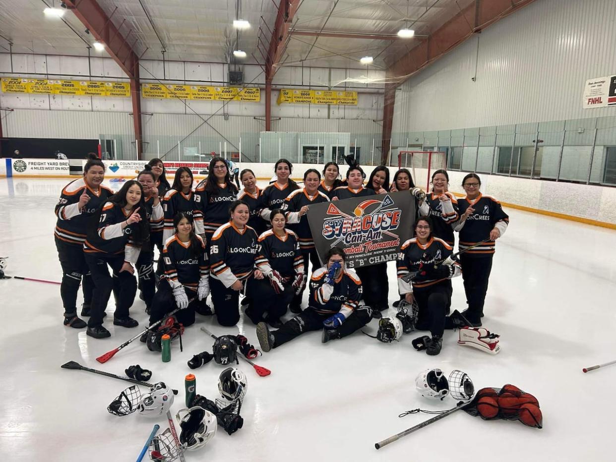 Algonquin and Crees from all across Que, create team to compete in national broomball tournaments. (submitted by Lorrain Nottaway - image credit)