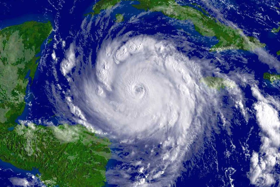 <p>Getty</p> A satellite image of a hurricane