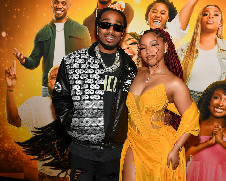 Quavo and Chloe Bailey attend the "Praise This" World Premiere at Rialto Center for the Arts at Georgia State University on April 03, 2023 in Atlanta, Georgia.