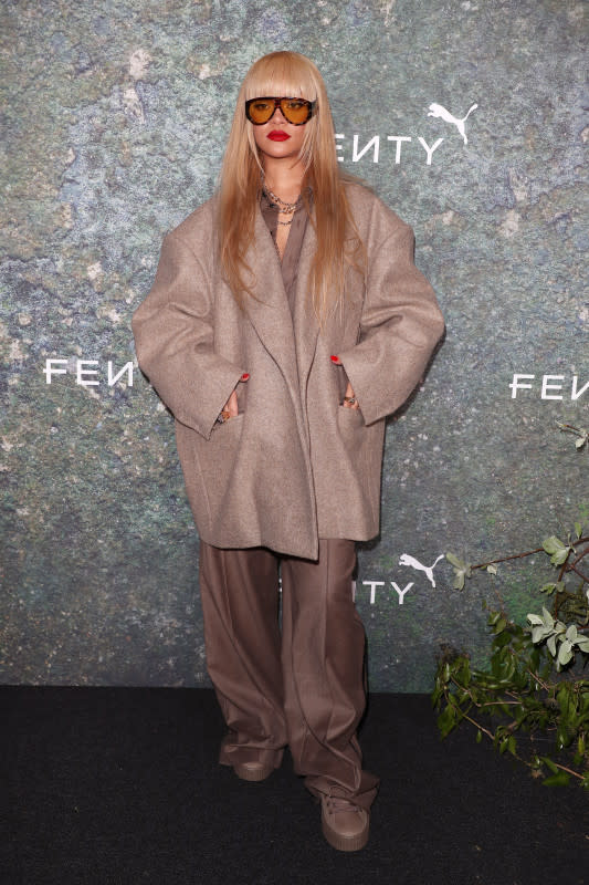 LONDON, ENGLAND - APRIL 17: Rihanna attends the FENTY x PUMA Creeper Phatty Earth Tone Launch Party at Tobacco Dock on April 17, 2024 in London, England. (Photo by Neil Mockford/WireImage)<p>Neil Mockford/Getty Images</p>