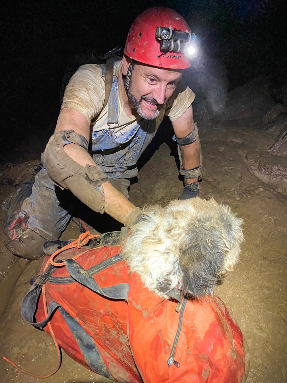 A group of cave divers saved a dog that was trapped inside a cave in Missouri for nearly two months. (Courtesy Rick Haley)