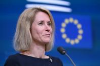 La Première ministre de l'Estonie, Kaja Kallas, choisie comme cheffe de la diplomatie de l'UE par les dirigeants européens, s'expirme lors d'une conférence de presse à Bruxelles le 28 juin 2024 (JOHN THYS)